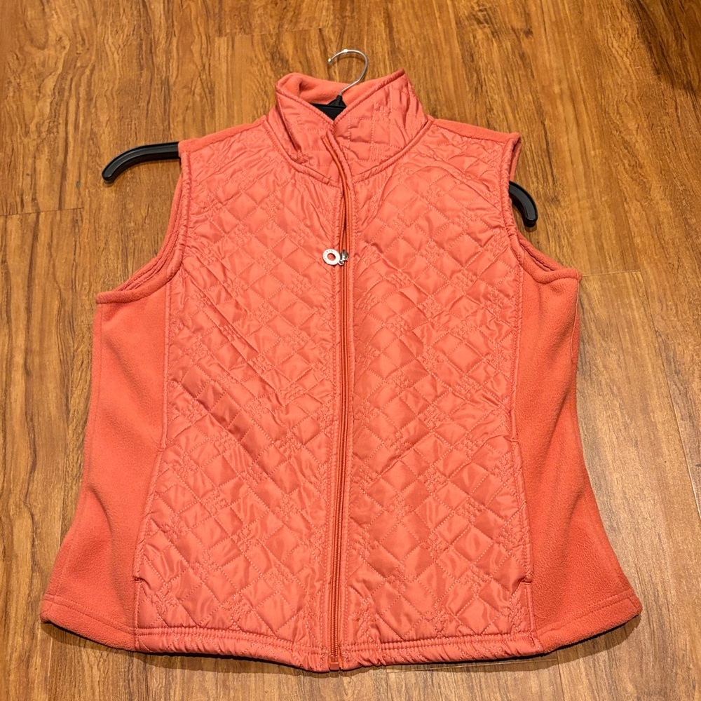 Orange Fleece-Quilted Women's Vest perfect for Fall